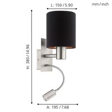 Eglo 96483 - LED Flexibilné svietidlo PASTERI 1xE27/40W+LED/3,8W čierna