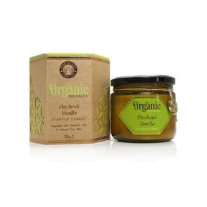 Organická sviečka Patchouli Vanilla 200 g v jantárovom skle