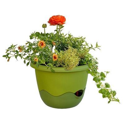 Samozavlažovací závesný kvetináč Mareta, zelená, 25 cm, Plastia, pr. 25 cm
