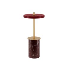 Červená mramorová LED stolová lampa so stmievačom s kovovým tienidlom (výška 25,5 cm) Asteria Move Mini – UMAGE