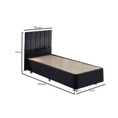 Elegantná jednolôžková posteľ Ela s úložným priestorom  - čierna 90 x 190 cm