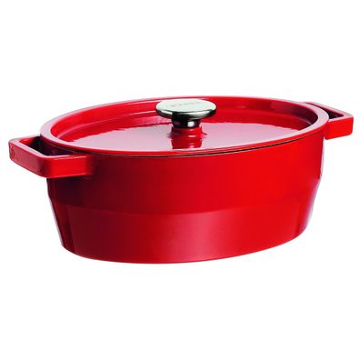 Pyrex Liatinový kastról s pokrievkou 6 l, 33 x 25 cm, červená, 6 l