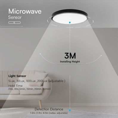 LED Kúpeľňové stropné svietidlo so senzorom LED/36W/230V IP44 4000K pr. 42 cm+DO