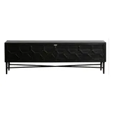 Čierny TV stolík z recyklovaného dreva 160x50 cm Bequest – BePureHome