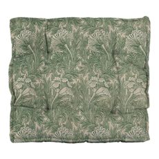 Zelený sedák s prímesou ľanu Tierra Bella Green Flowers, 37 x 37 cm