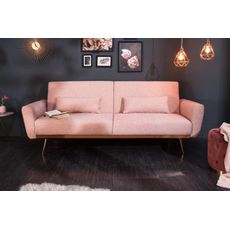 Estila Retro rozkladacia sedačka Balea I v ružovom poťahu s kovovými nohami 208cm