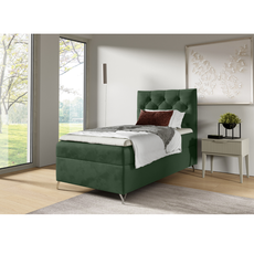 Boxspringová posteľ, 90x200, zelená látka Velvet, pravá, GULIETTE + darček