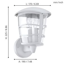 Eglo 93094 - LED Vonkajšie nástenné svietidlo ALORIA 1xE27/8,5W/230V IP44
