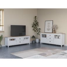 Biela nízka komoda z borovicového dreva 180x80 cm Misti – Marckeric