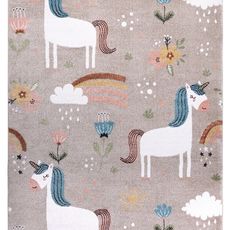 Dywany Łuszczów Detský kusový koberec Fun Unicorn with rainbow beige - 120x170 cm