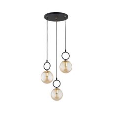 Luster na lanku LISTER 3xE14/10W/230V čierna/dymová béžová