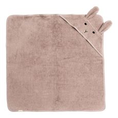 Ružovo-hnedá bavlnená detská osuška s kapucňou 75x75 cm Rabbit – Kindsgut