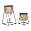 Estila Glamour sada okrúhlych kvetináčov Sienna s perforovaným hnedým košíkom a čiernym geometrickým kovovým rámom 40 cm