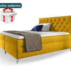 Wilsondo Čalúnená boxspring manželská posteľ Guliette s matracom - žltá Rozmer: 160x200