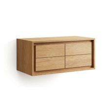 Nízka závesná skrinka pod umývadlo z teakového dreva v prírodnej farbe 90x40 cm Kenta – Kave Home
