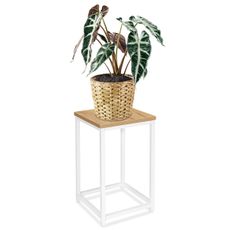 TZB Květinový stojan Loft Arben 40 cm bílý/dub Craft