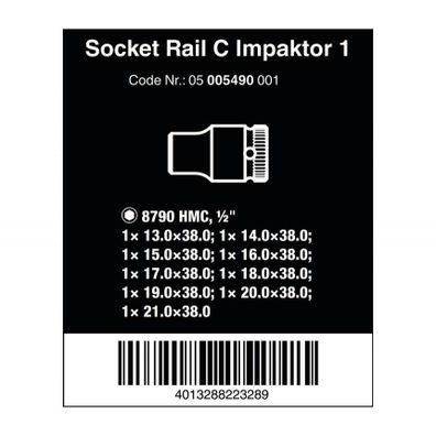 Wera 005490 Magnetická tyč C Impaktor 1 so sadou nástrčiek 13 ÷ 21 mm typ 8790 C Impaktor 1/2" (sada 9 dielov)