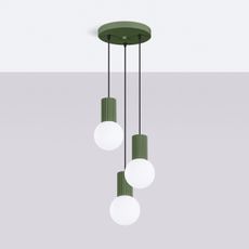 Sollux SL.1725 - Luster na lanku HALO 3xG9/8W/230V pr. 25 cm zelená