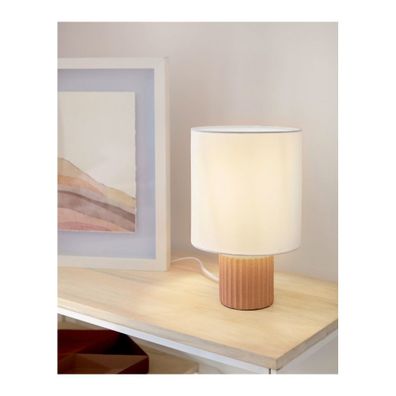 Stolová lampa s textilným tienidlom v bielo-prírodnej farbe (výška 28 cm) Eshe - Kave Home
