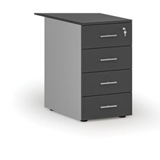 Kancelársky prístavný zásuvkový kontajner PRIMO GRAY, 4 zásuvky, sivá/grafit