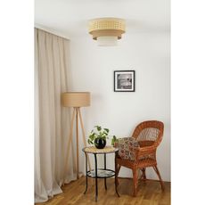 Brilagi-Stropné svietidlo CEDAR LUNETA 1xE27/15W/230V pr. 45 ratan/hnedá/krémová