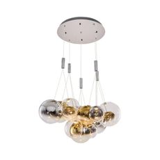 LED luster na lanku ENNA 15xG9/5W/230V 3000K dymová/zlatá