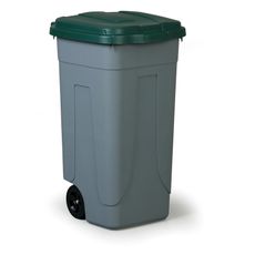 Mobilný plastový odpadkový kôš 100 L, zelené veko