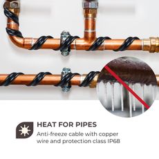 Waldbeck Flow Wire, kábel na ochranu proti zamrznutiu, 12 m, s termostatom, IP68