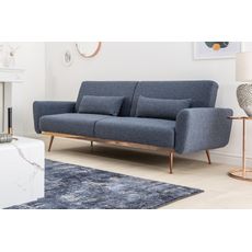 Estila Retro rozkladacia sedačka Balea IV s modrým poťahom a zlatými nohami 208cm