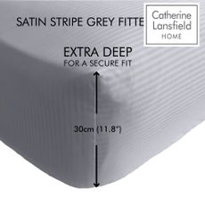 Sivá napínacia plachta 90x190 cm Satin Stripe - Catherine Lansfield