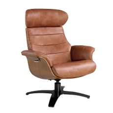 Estila Moderné otočné kožené kreslo Forma Moderna z pravej kože hnedé 108cm