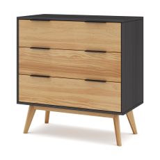 Čierna/prírodná vysoká komoda z borovicového dreva 80x83 cm Lavis – Marckeric