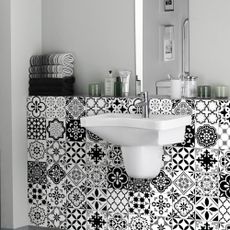 Súprava 9 nástenných samolepiek Ambiance Cement Tiles Alexia, 10 x 10 cm