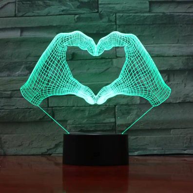 3Dmix 3DL-CLK013 – 3D LED nočná lampa - Srdce z rúk (Hodiny s budíkom)