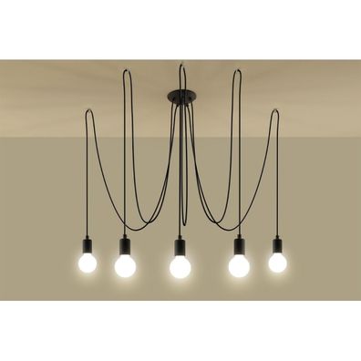 Sollux SL.0371 - Luster na lanku EDISON 5 5xE27/60W/230V pavúk čierna