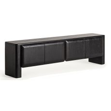 Estila Luxusný moderný čierny TV stolík Alaric so štyrmi dvierkami so zaoblenými hranami 200 cm