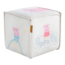 Biely zamatový detský puf Peppa Pig – Roba