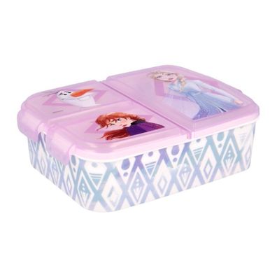 Multibox na desiatu Ľadové kráľovstvo - Frozen s 3 priehradkami a obrázkami princezien Anny, Elsy a snehuliaka Olafa