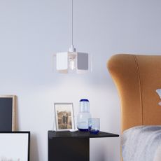 Biele závesné svietidlo s kovovým tienidlom ø 24 cm Rossario – Nice Lamps