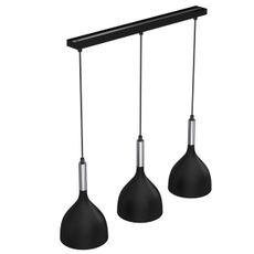 Luster na lanku NOAK 3xE27/15W/230V čierna/chróm