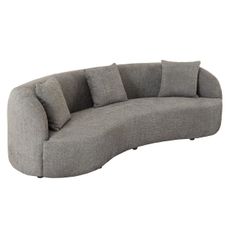 Estila Dizajnová buklé trojmiestna sedačka Jina v oblúkovom tvare so sivým poťahom a tromi vankúšmi 229 cm