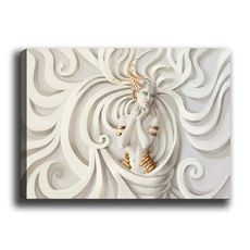 Wallity Obraz WHITE AND GOLD STATUE 70 x 100 cm