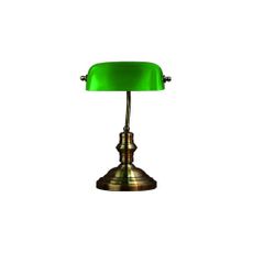 Stolová lampa v zelenej a mosadznej farbe Markslöjd Bankers, výška 25 cm