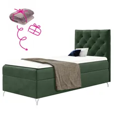 Boxspringová posteľ, 90x200, zelená látka Velvet, pravá, GULIETTE + darček