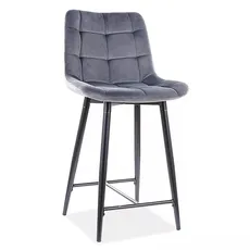 Signal Sametová barová židle CHIC 90 cm šedá