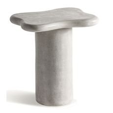 Estila Luxusný art deco atypický sivý príručný stolík Morisa s valcovou nohou a vlnitou vrchnou doskou s mramorovým efektom 61 cm