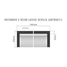 Deokork Ratanová 2-dielna lavica SEVILLA (antracit)