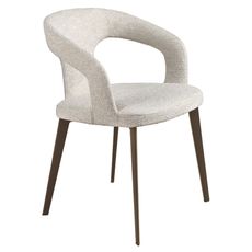 Estila Luxusná moderná čalúnená jedálenská stolička Maurius v biele off white farbe s kovovými hnedými nožičkami 77 cm
