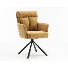 Estila Dizajnová retro otočná stolička Dover s horčicovo žltým čalúnením a vysokou chrbtovou opierkou 92 cm