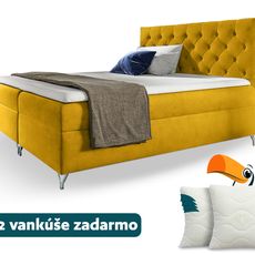 Wilsondo Čalúnená boxspring manželská posteľ Guliette s matracom - žltá Rozmer: 180x200